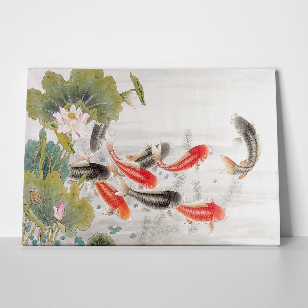 Πινακας σε καμβά FISH ASIAN INK WASH PAINTING