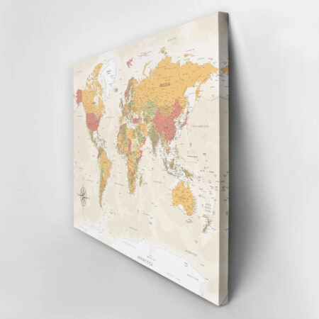 Πινακας σε καμβά GREEN RED ORANGE WORLD MAP - Χαρτες Sticky 3