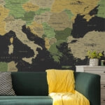 Αυτοκόλλητη Ταπετσαρία τοίχου GREEN YELLOW GOLD EUROPE MAP