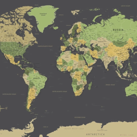 Πινακας σε καμβά GREEN YELLOW GOLD WORLD MAP - Χαρτες Sticky 5