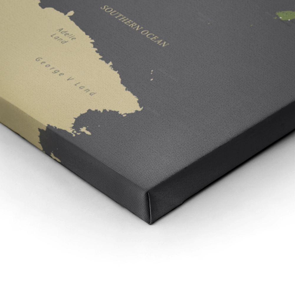 Πινακας σε καμβά GREEN YELLOW GOLD WORLD MAP
