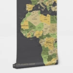 Αυτοκόλλητη Ταπετσαρία τοίχου GREEN YELLOW GOLD WORLD MAP