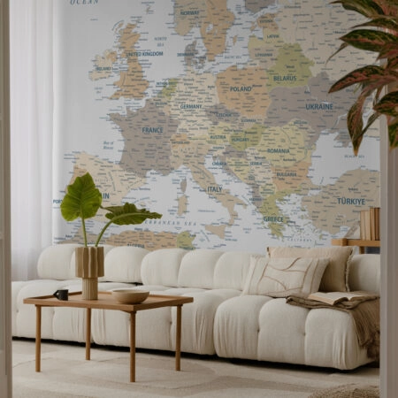 Αυτοκόλλητη Ταπετσαρία τοίχου PASTEL EUROPE MAP
