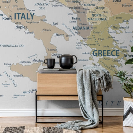 Αυτοκόλλητη Ταπετσαρία τοίχου PASTEL EUROPE MAP - Χάρτες - Πόλεις Sticky 1