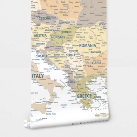 Αυτοκόλλητη Ταπετσαρία τοίχου PASTEL EUROPE MAP - Χάρτες - Πόλεις Sticky 2