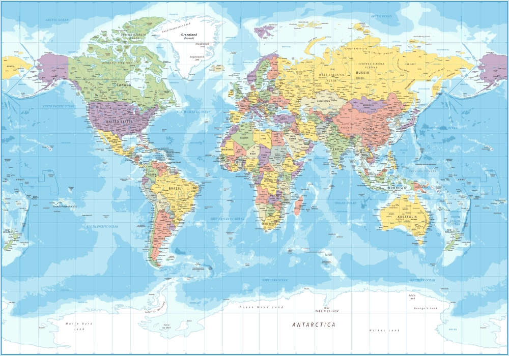 Πινακας σε καμβά POLITICAL WORLD MAP