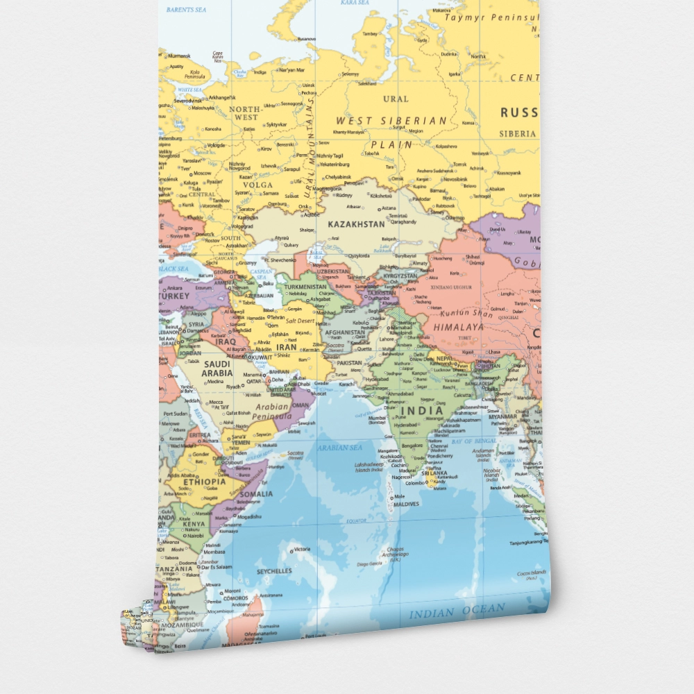 Αυτοκόλλητη Ταπετσαρία τοίχου POLITICAL WORLD MAP