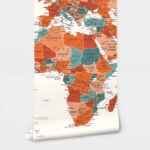 Αυτοκόλλητη Ταπετσαρία τοίχου TERRACOTA WORLD MAP