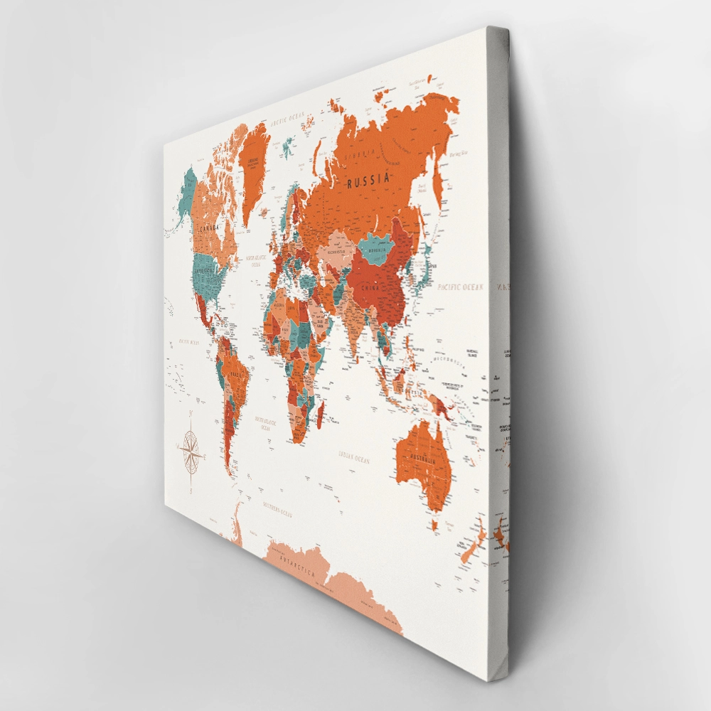Πινακας σε καμβά TERRACOTA WORLD MAP