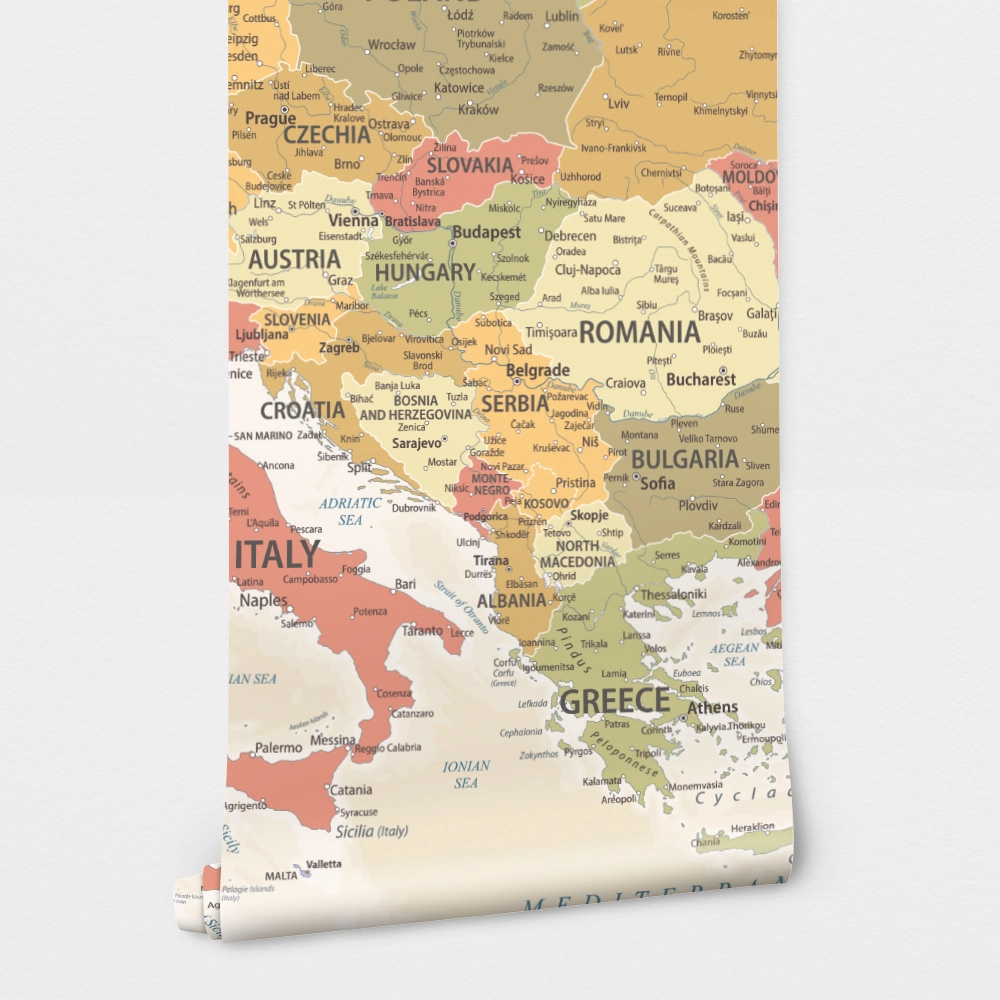 Αυτοκόλλητη Ταπετσαρία τοίχου VINTAGE EUROPE MAP