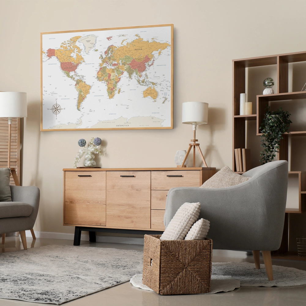 Πινακας σε καμβά WARM VINTAGE WORLD MAP