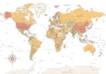 Πινακας σε καμβά WARM VINTAGE WORLD MAP