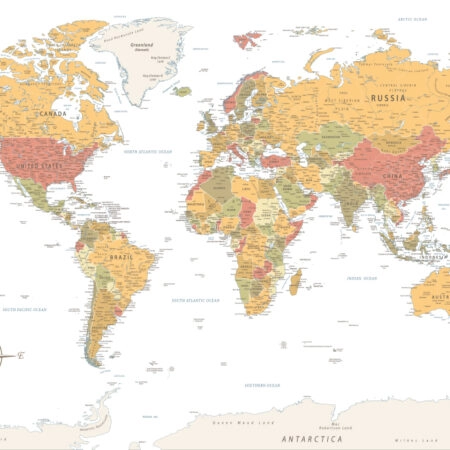 Πινακας σε καμβά WARM VINTAGE WORLD MAP - Χαρτες Sticky 5