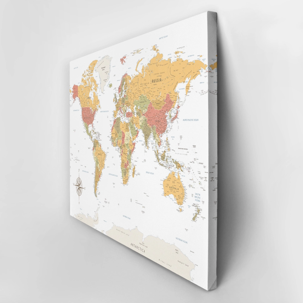 Πινακας σε καμβά WARM VINTAGE WORLD MAP