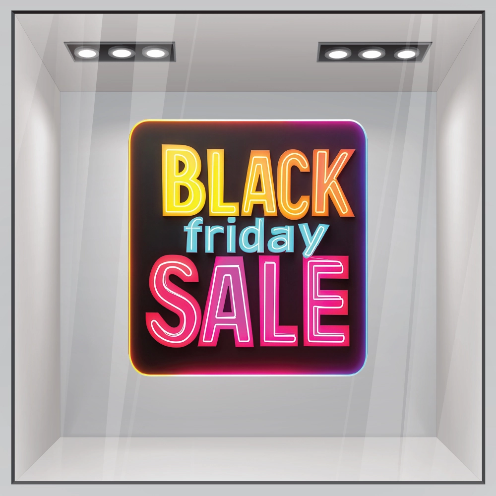 Αυτοκολλητο Εκπτωσεων BLACK FRIDAY NEON BOX