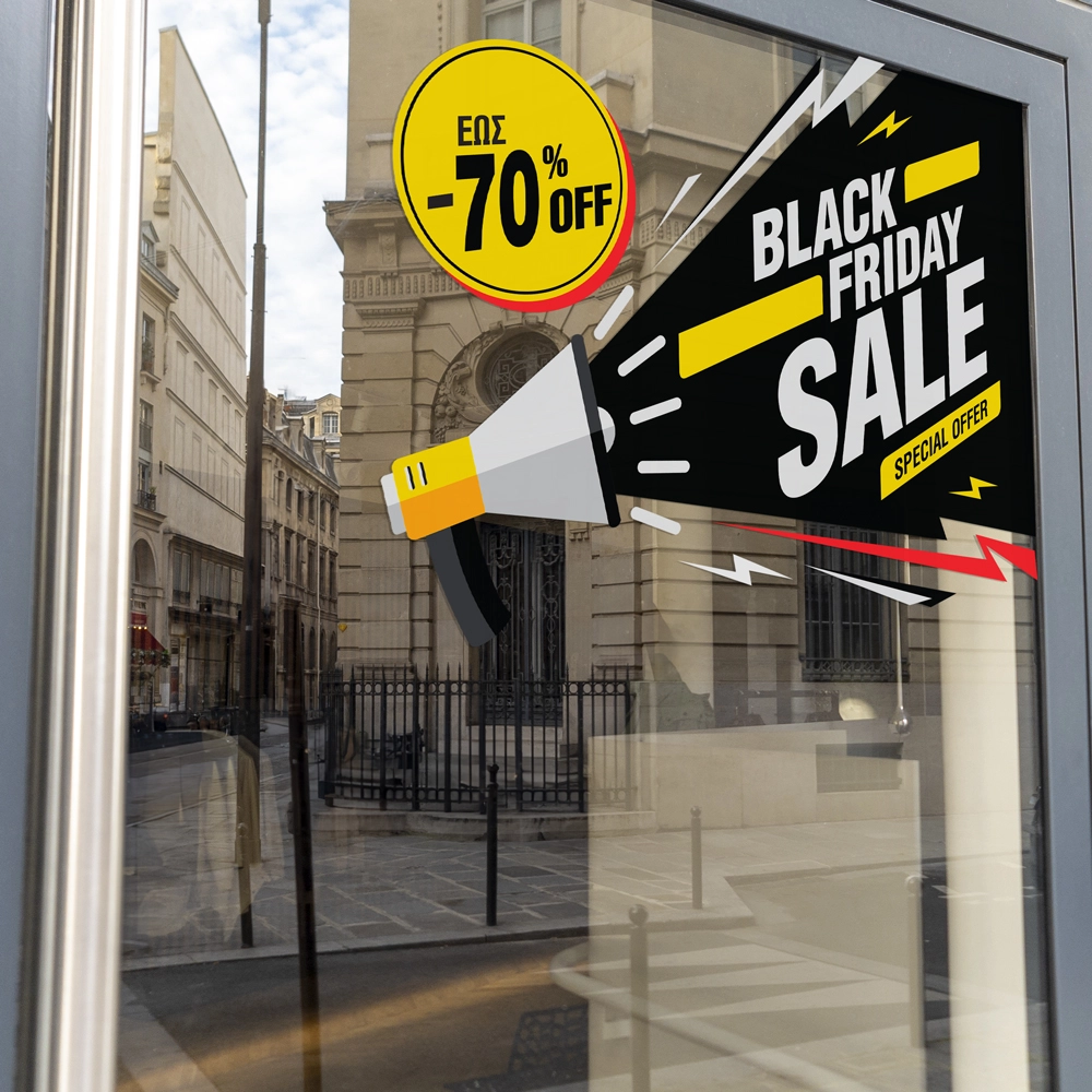 Αυτοκολλητο Εκπτωσεων BLACK FRIDAY LOUD