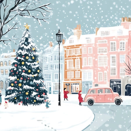 Πινακας σε καμβά CHRISTMAS CITY ILLUSTRATION - Χριστουγεννιάτικοι Πίνακες Sticky 5