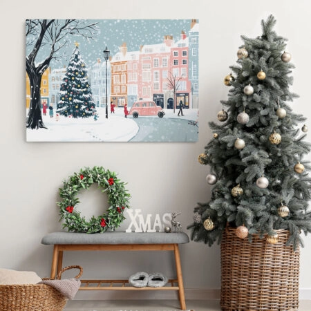 Πινακας σε καμβά CHRISTMAS CITY ILLUSTRATION