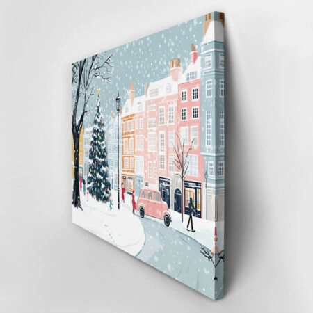 Πινακας σε καμβά CHRISTMAS CITY ILLUSTRATION - Χριστουγεννιάτικοι Πίνακες Sticky 3