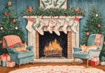 Πινακας σε καμβά CHRISTMAS FIREPLACE