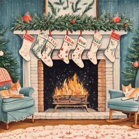 Πινακας σε καμβά CHRISTMAS FIREPLACE - Χριστουγεννιάτικοι Πίνακες Sticky 5