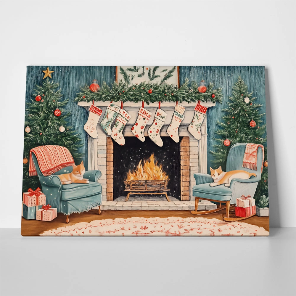 Πινακας σε καμβά CHRISTMAS FIREPLACE