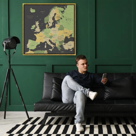 Πίνακας Τετράγωνος GREEN YELLOW GOLD EUROPE MAP