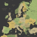 Πίνακας Τετράγωνος GREEN YELLOW GOLD EUROPE MAP