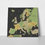 Πίνακας Τετράγωνος GREEN YELLOW GOLD EUROPE MAP