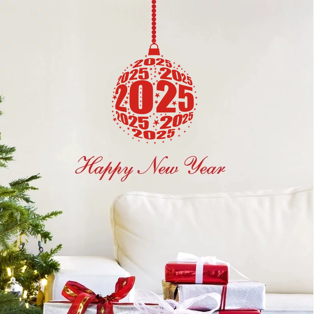 Χριστουγεννιάτικο αυτοκόλλητο τοίχου HAPPY NEW YEAR ORNAMENT