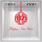 Χριστουγεννιάτικο αυτοκόλλητο HAPPY NEW YEAR ORNAMENT