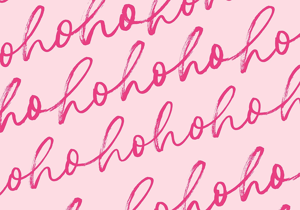 Πινακας σε καμβά HO HO HO PINK CHRISTMAS