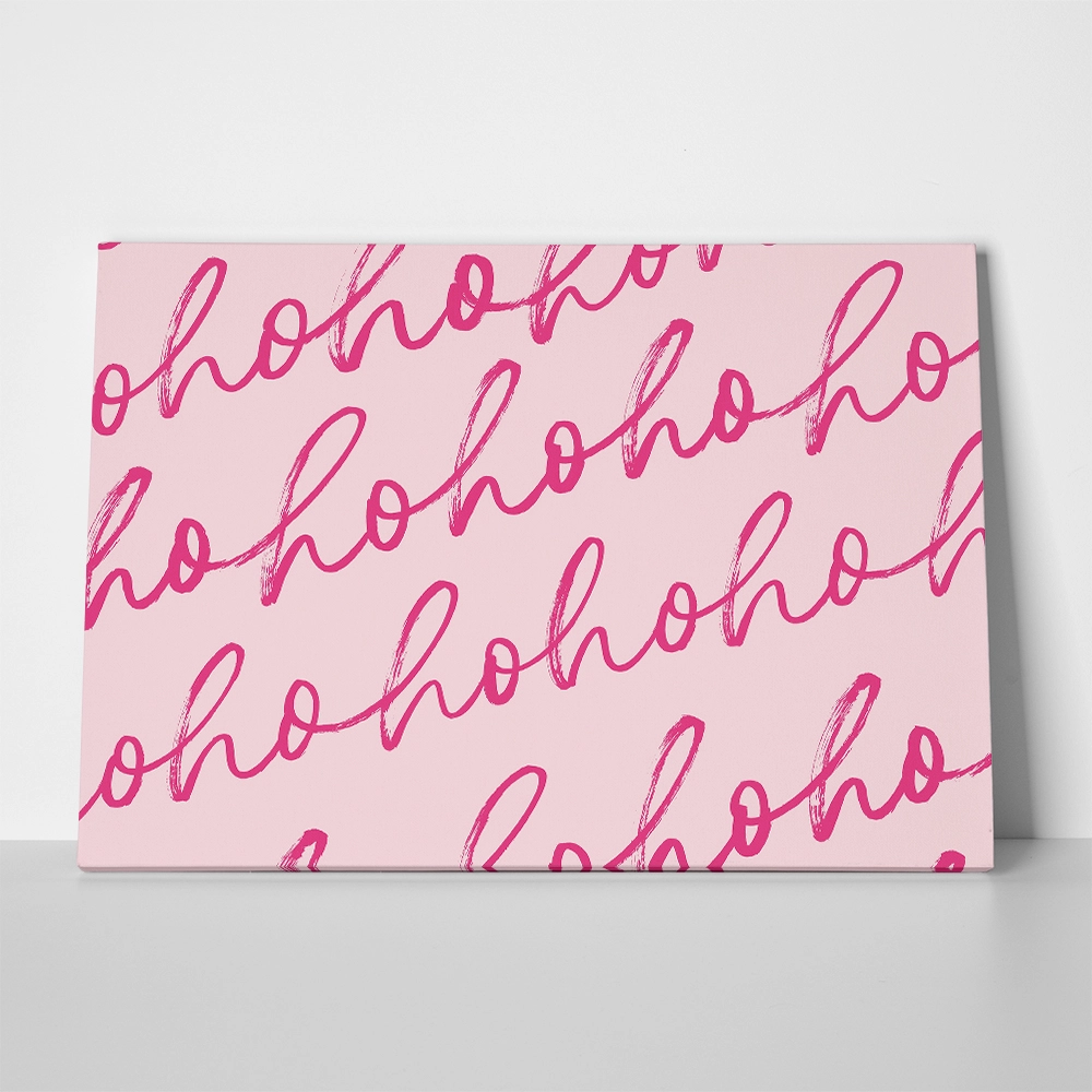 Πινακας σε καμβά HO HO HO PINK CHRISTMAS