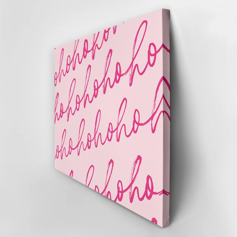 Πινακας σε καμβά HO HO HO PINK CHRISTMAS