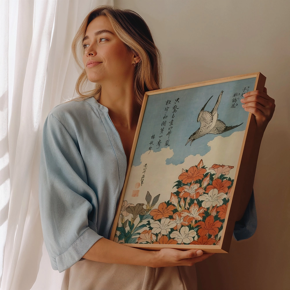 Πινακας σε καμβά HOKUSAI - COUCOU ET AZALEES