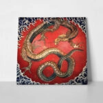 Πίνακας σε καμβά HOKUSAI - DRAGON
