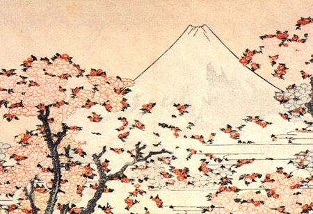 Πίνακας Πανοραμικός σε καμβά HOKUSAI - MOUNT FUJI BEHIND CHERRY TREES - Hokusai Katsushika Sticky 5