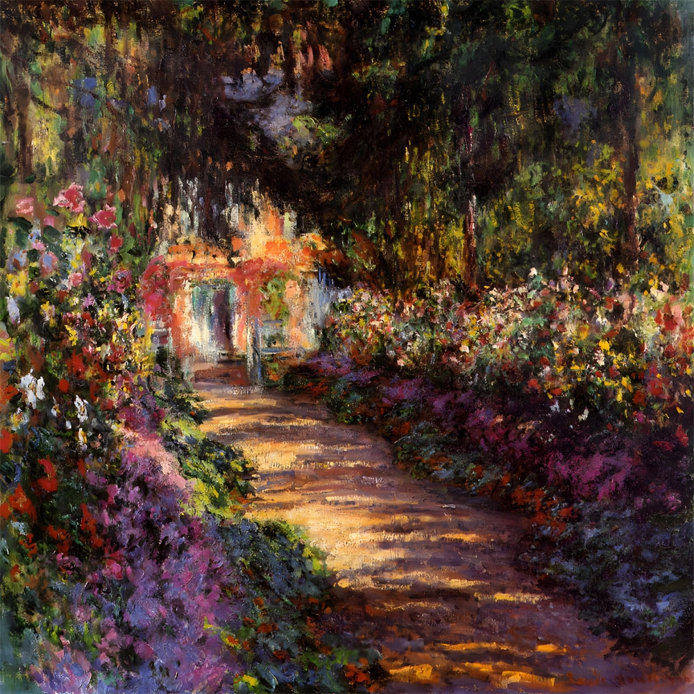 Πίνακας σε καμβά MONET - A PATHWAY IN MONET'S GARDEN GIVERNY
