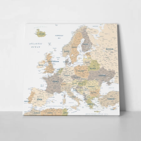 Πίνακας Τετράγωνος PASTEL EUROPE MAP - Χαρτες Sticky 1