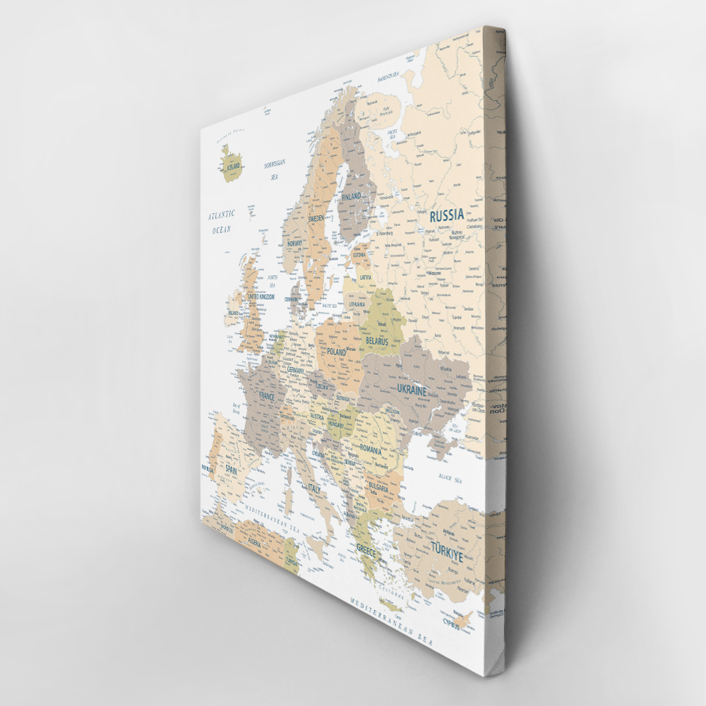 Πίνακας Τετράγωνος PASTEL EUROPE MAP