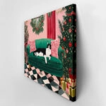 Πινακας σε καμβά PINK CHRISTMAS CAT SOFA