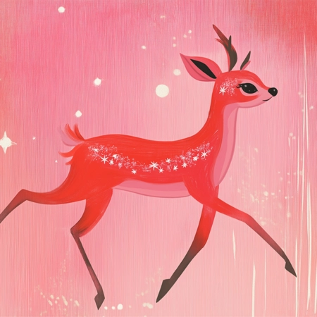 Πινακας σε καμβά PINK CHRISTMAS DEER - Χριστουγεννιάτικοι Πίνακες Sticky 5