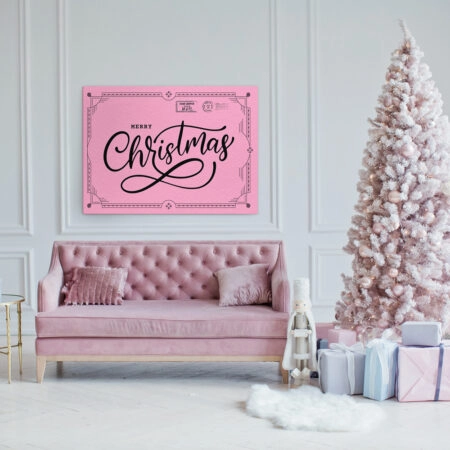 Πινακας σε καμβά PINK CHRISTMAS POSTCARD
