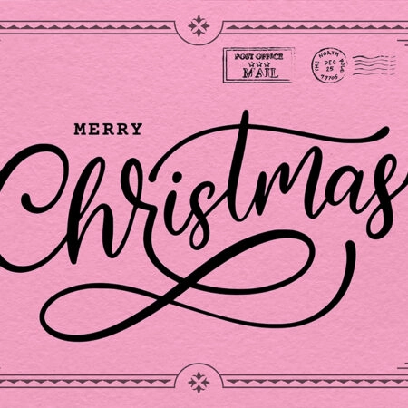 Πινακας σε καμβά PINK CHRISTMAS POSTCARD - Χριστουγεννιάτικοι Πίνακες Sticky 5