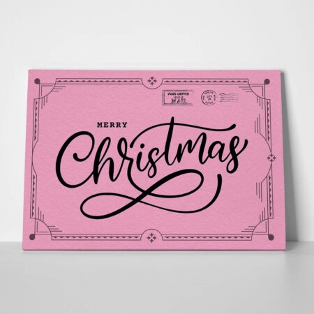 Πινακας σε καμβά PINK CHRISTMAS POSTCARD - Χριστουγεννιάτικοι Πίνακες Sticky 1