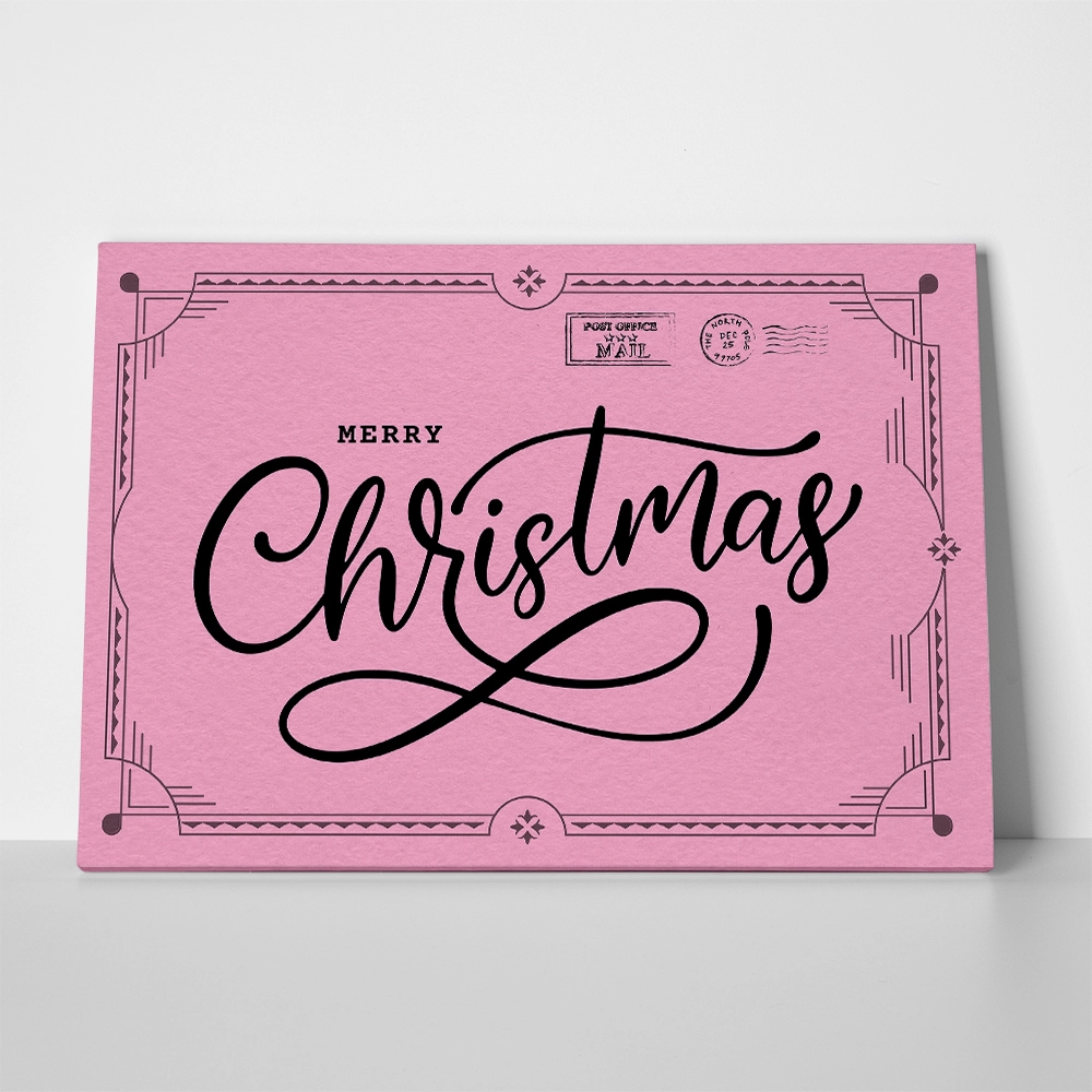 Πινακας σε καμβά PINK CHRISTMAS POSTCARD