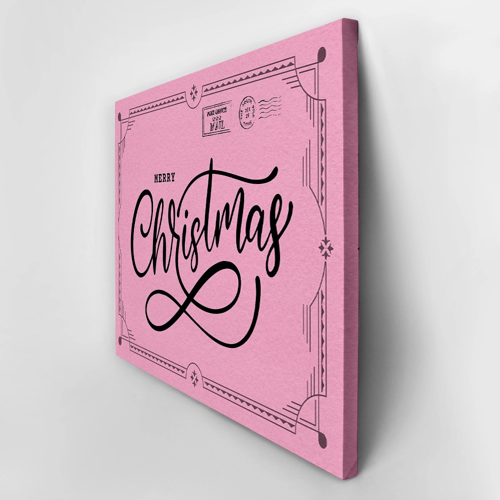 Πινακας σε καμβά PINK CHRISTMAS POSTCARD
