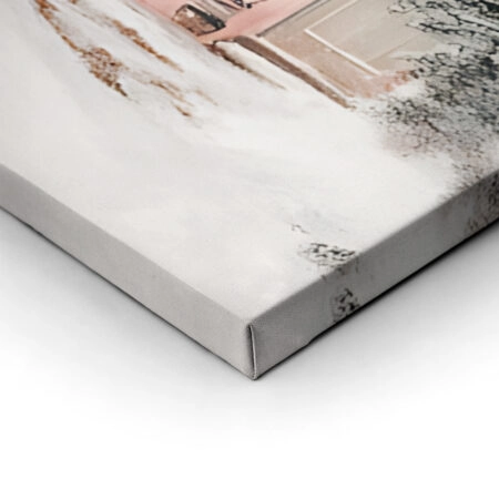 Πινακας σε καμβά PINK CHRISTMAS SNOWY ROOFS - Χριστουγεννιάτικοι Πίνακες Sticky 2