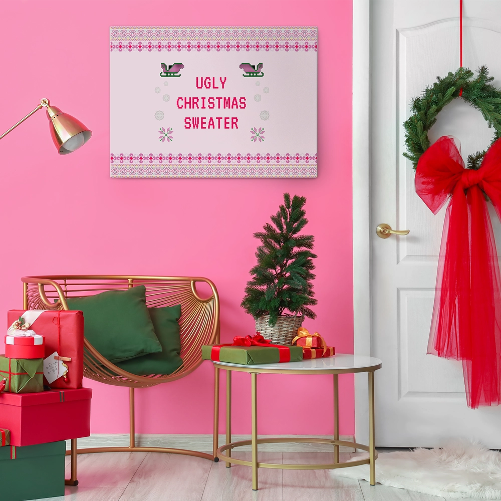 Πινακας σε καμβά PINK CHRISTMAS UGLY SWEATER