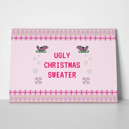 Πινακας σε καμβά PINK CHRISTMAS UGLY SWEATER - Χριστουγεννιάτικοι Πίνακες Sticky 1